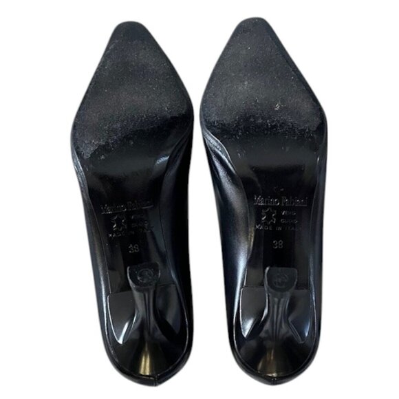 Marino Fabiani Designer Made in Italy Genuine Black Leather Pump Heels 38/US8 - Picture 7 of 12
